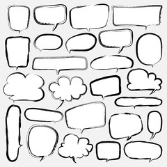 Fototapeta premium Bubbles Set Doodle Style Comic Balloon, Cloud Shaped Design Elements. Vector Illustration.