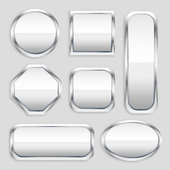 set of glossy metal button in different shapes