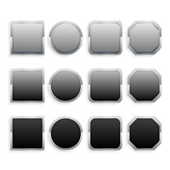 set of black and gray metal frame buttons