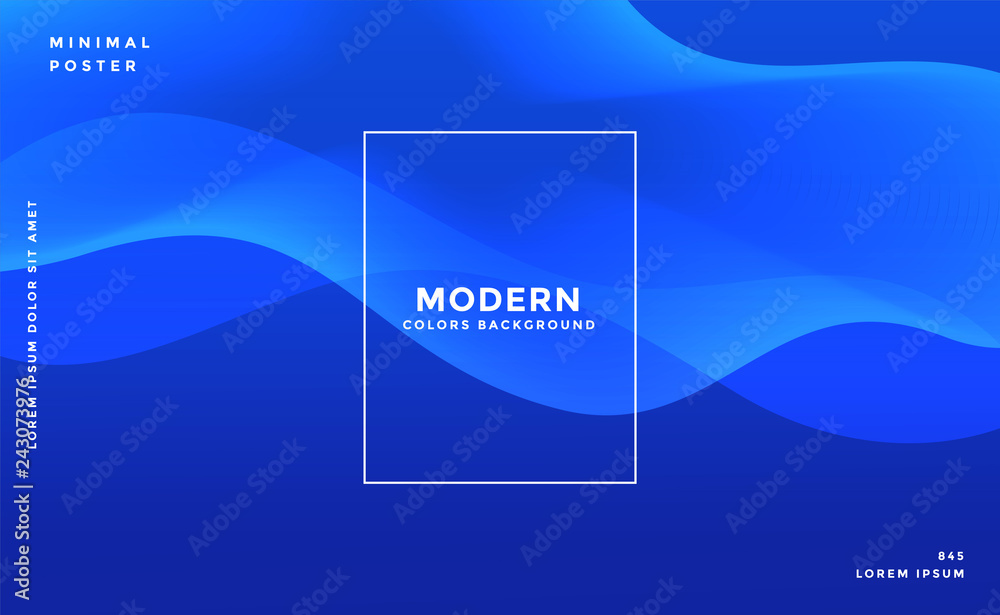 Poster stylish blue wavy banner design - Posters