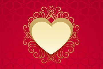 heart with golden floral decoration in vintage style