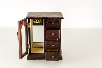 Close-up of jewelry box wardrobe