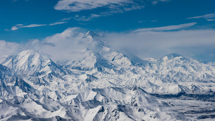 Alaska Denali mountains aerial view