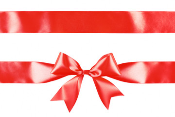 Red ribbon bow isolated on white background