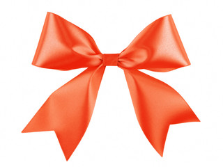 Fototapeta premium Red ribbon bow isolated on white background