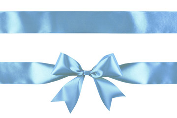 Blue ribbon bow isolated on white background