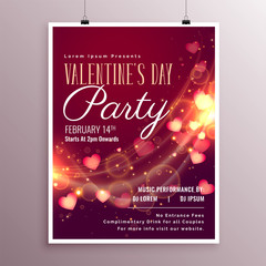 glowing hearts flyer template for valentines day