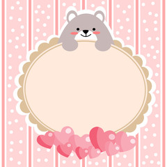 Sweet bear in Valentine's Day background.