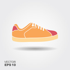 Sport shoes, sneakers illustration. Flat icon with shadow