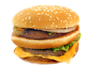 Stock Foto Big burger with meat and vegetables