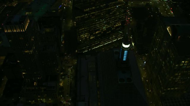 Aerial night illuminated view Berkeley building Boston USA