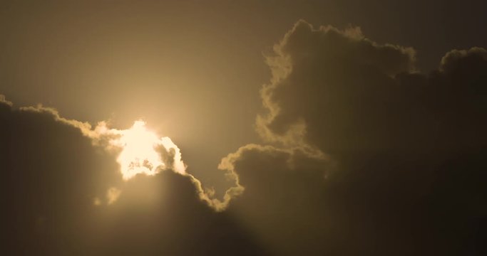 Clouds Rolling in Sky with Gold Sun, 4K60p
