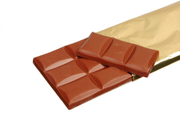 Chocolate bar on white background
