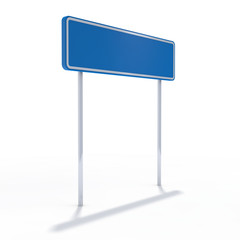 Obraz premium Blank blue road sign or Empty traffic signs. 3D