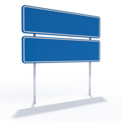 Blank blue road sign or Empty traffic signs. 3D