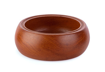 empty wood bowl on white background