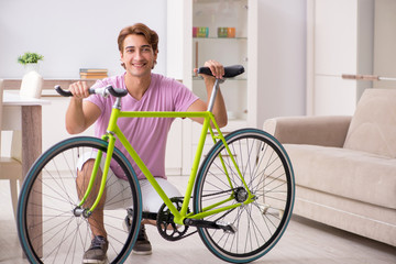 Student commuting to university using cycle