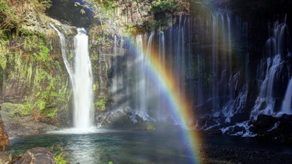 Obraz premium 秋の白糸の滝と虹