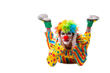 Male clown isolated on white 