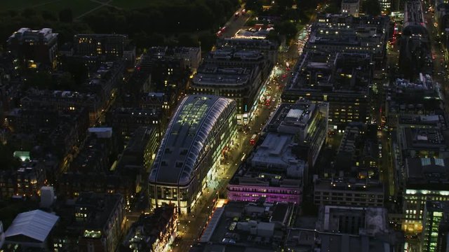 Aerial View At Night Oxford Street Mayfair London