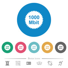 1000 mbit guarantee sticker flat round icons