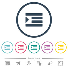 Increase text indentation flat color icons in round outlines