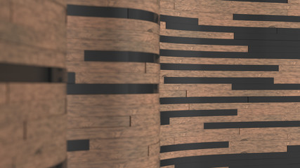 Abstract background, waves from black and wooden planks