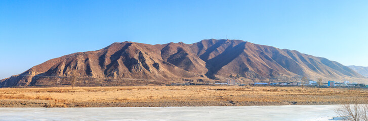 View of the North Korean territory Tumen or Tumangan River in Tumen city province Jilin of China.