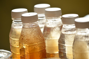 Droplets on plastic bottle surface