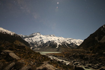 Mountains, lake and stars