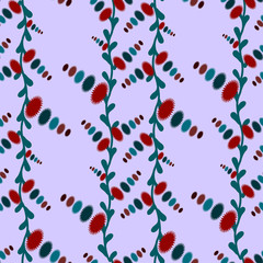 Fototapeta premium Blue branch with colorful abstract flowers in a light blue color