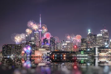 Gordijnen Toronto stad nieuwjaarsnacht 2019 © bilal