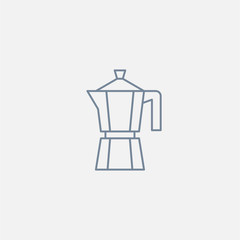 Coffee icon and linear coffeeshop badge in outline style with trendy thin line emblem for cafe sign, coffee house, the symbol for the app.