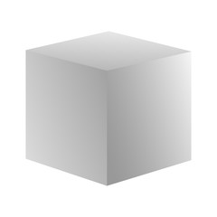White gradient vector cube. Vector icon stock illustration