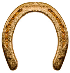  fer &agrave; cheval dor&eacute;, fond blanc