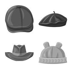 Vector design of headgear and cap icon. Collection of headgear and accessory stock symbol for web.