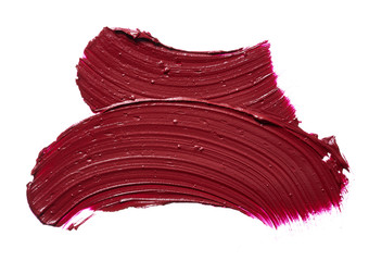 Smear of burgundy red lipstick