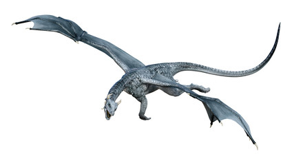 3D Rendering Fairy Tale Dragon on White