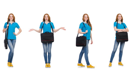 Fototapeta premium Young student isolated on white