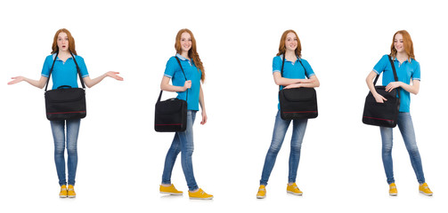 Fototapeta premium Young student isolated on white
