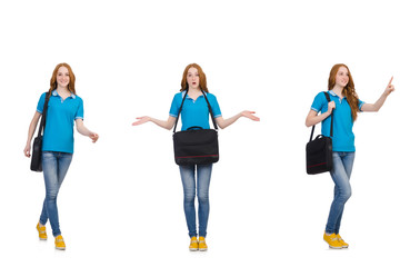 Fototapeta premium Young student isolated on white