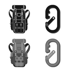 Vector design of mountaineering and peak logo. Set of mountaineering and camp stock symbol for web.