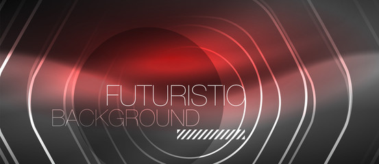 Black and glowing color lines neon design, magin techno template background