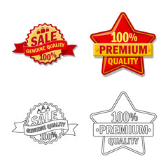 Isolated object of emblem and badge icon. Collection of emblem and sticker stock vector illustration.