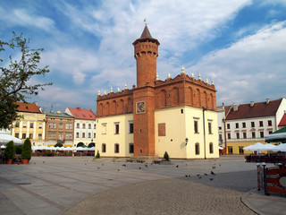 Fototapeta na wymiar Town Hall with clock tower. Tarnow, Poland.