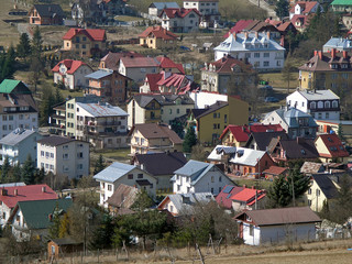 Fototapeta premium Cottage district in southern Poland. Krynica-Zdroj.