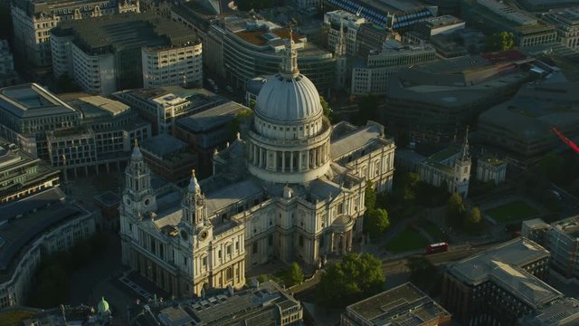 Aerial view St Pauls Cathedral at sunrise London