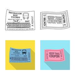 Vector design of ticket and admission sign. Set of ticket and event stock vector illustration.