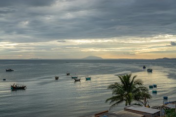 Beautiful Sky at Sunset in Mui Ne Harbour, Vietnam