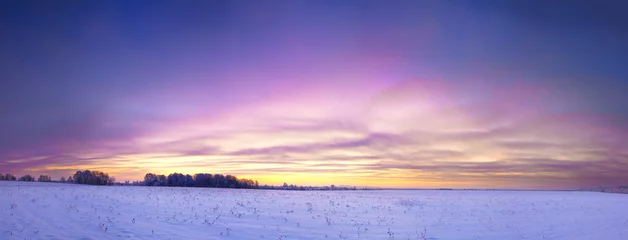 winter landscape panorama with sunrise © yanikap